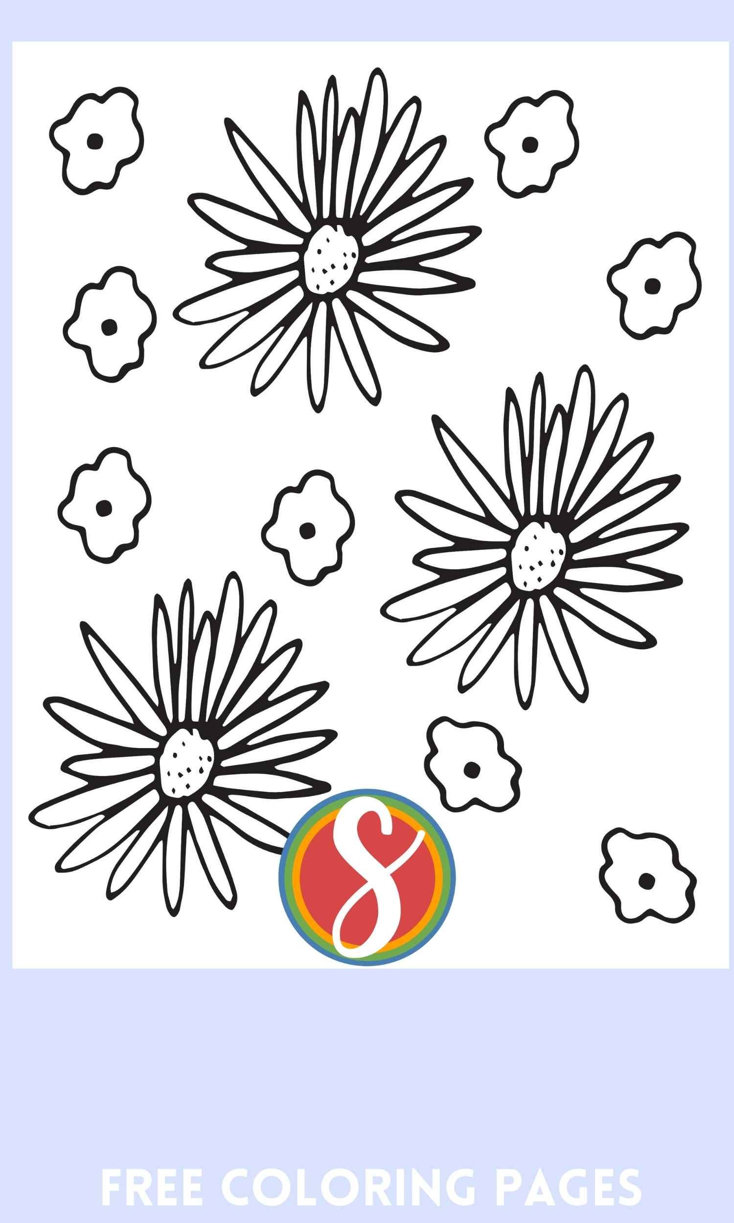 Free flower coloring pages â stevie doodles