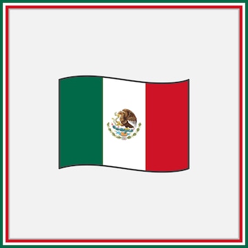 Premium vector mexico flag cartoon vector illustration flag of mexico flat icon outline national mexico flag