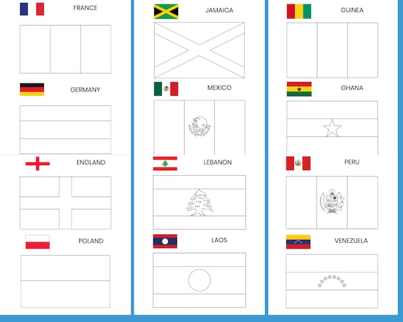 Flags coloring pages printable for kids pdf file us letter instant download kdp coloring book for kids