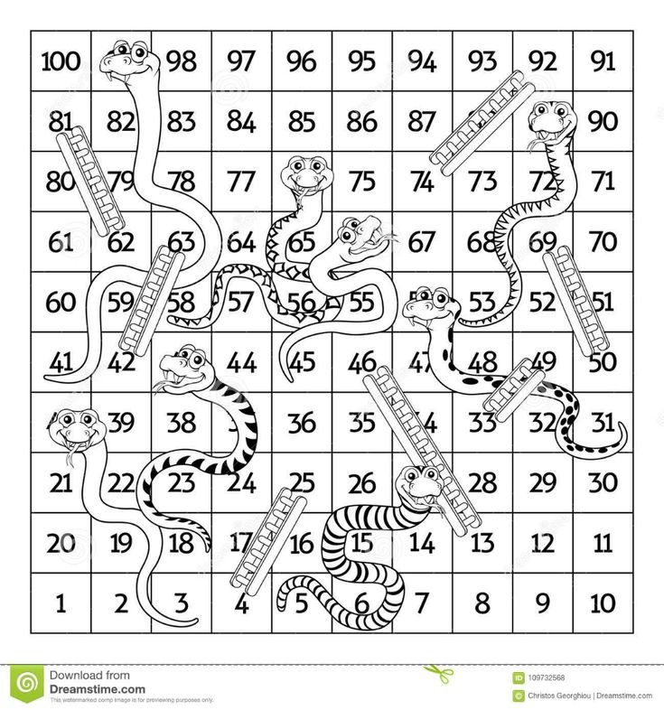 Board games snake and ladder with number in english