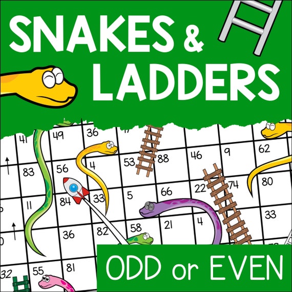 Printable snakes and ladders game family board game educational odd or even math game kids learning activity instant download pdf