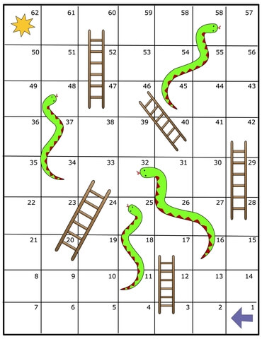 Snakes and ladders board game free printable papercraft templates