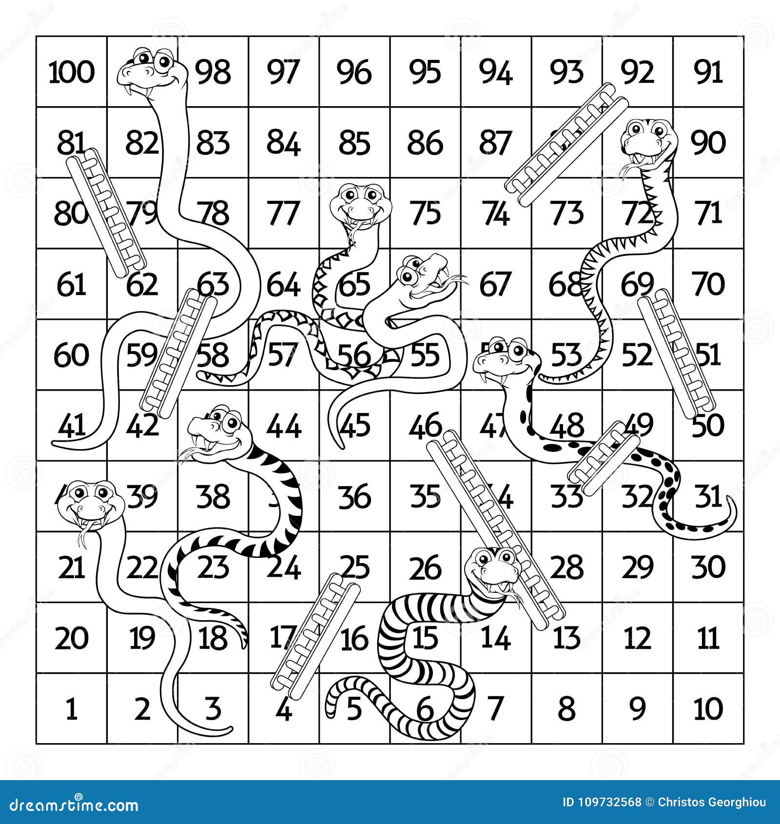 Snakes and ladders black and white stock vector