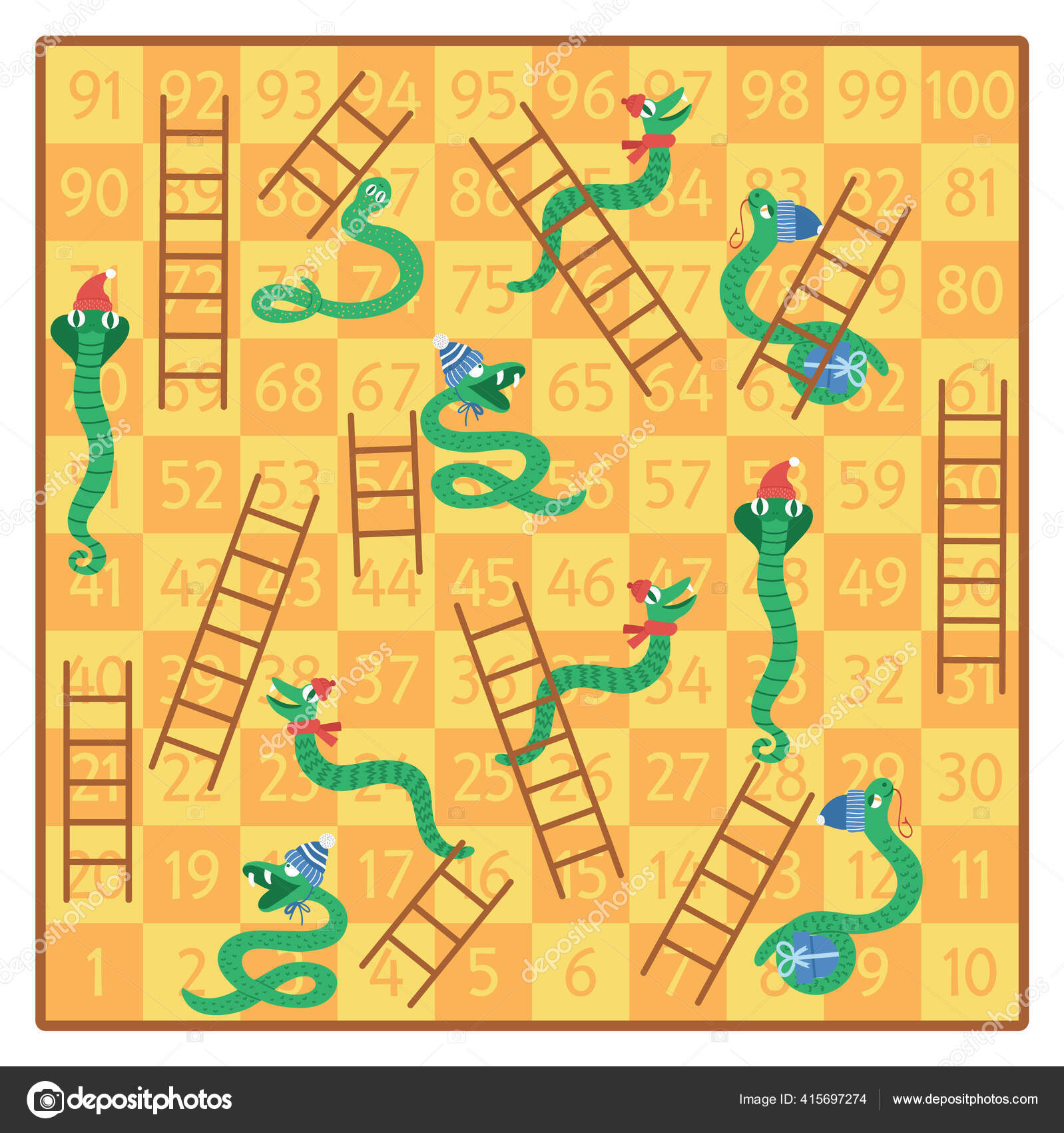Christmas snakes ladders board game children cute animals educational boardgame stock vector by lexiclaus