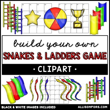 Snakes and ladders board game clip art by allison fors tpt