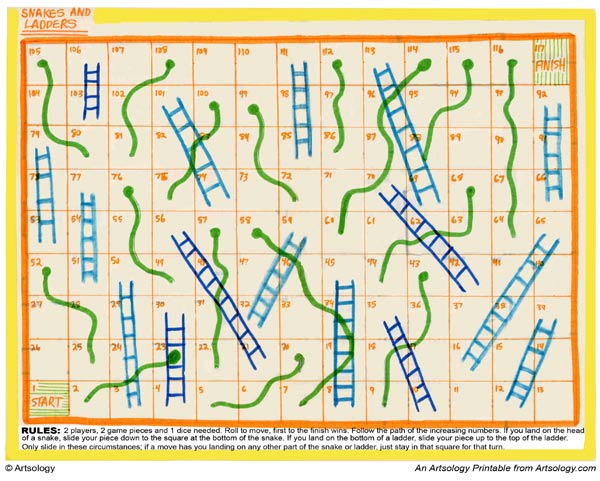 Snakes and ladders board game vintage fun book games print and play board games for kids of all ages