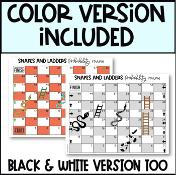Probability review snakes and ladders printable board game by ms pat store