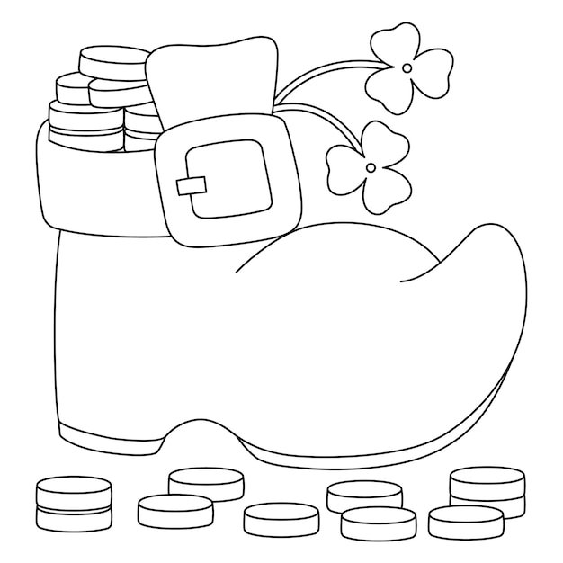 Premium vector st patricks day shoe coloring page for kids