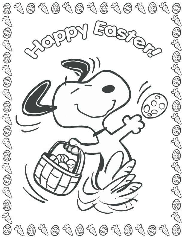 Easter snoopy coloring page