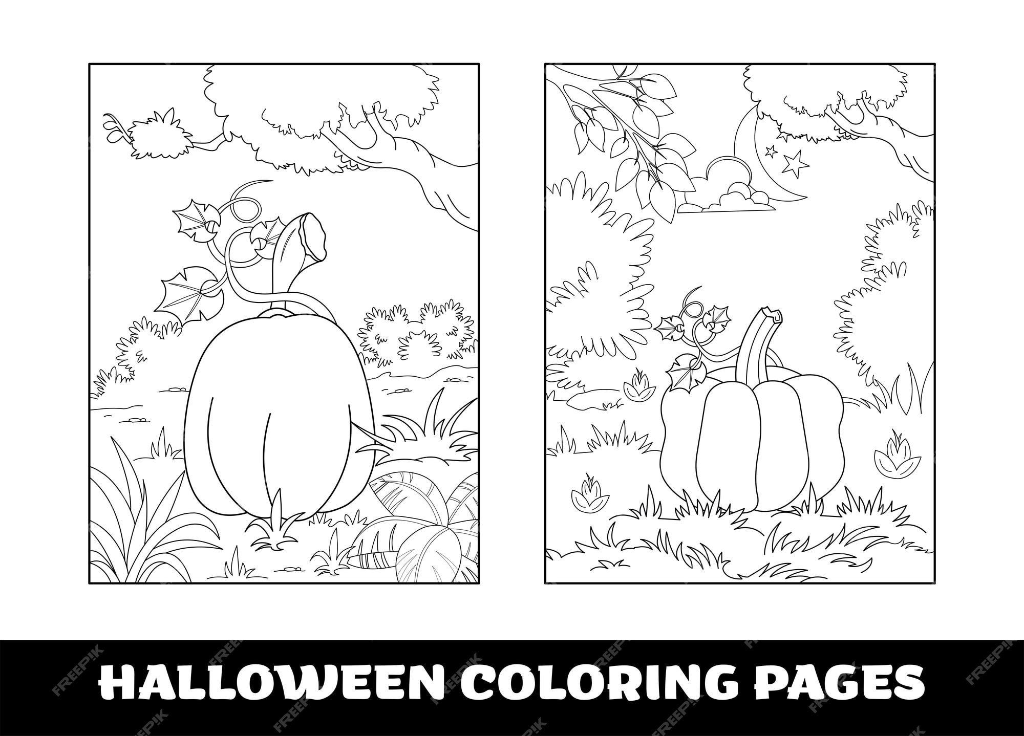 Premium vector halloween pumpkin coloring pages for kids pumpkin themed outlined for coloring page