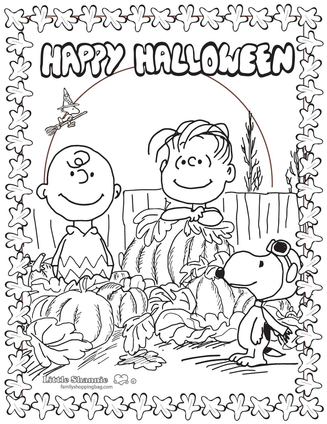 Free printable halloween peanuts coloring pages and more lil shannie