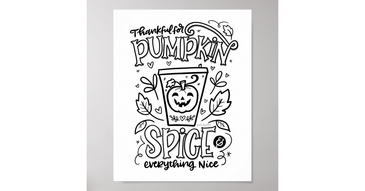 Pumpkin spice coloring page poster