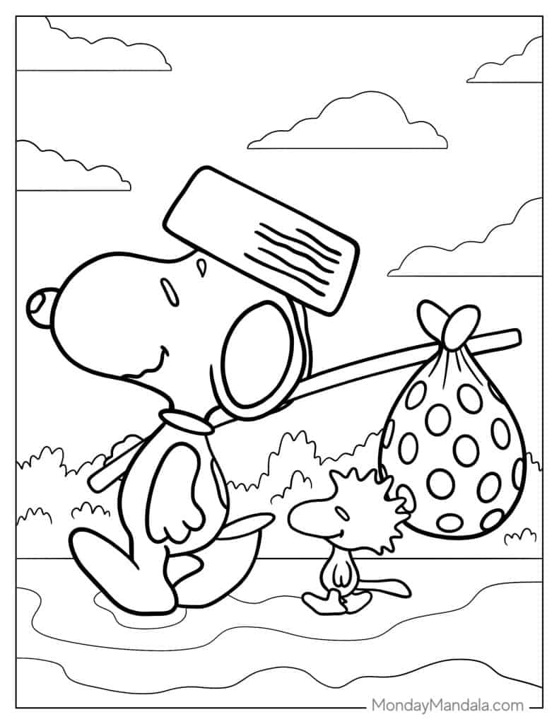 Peanuts snoopy coloring pages free pdf printables