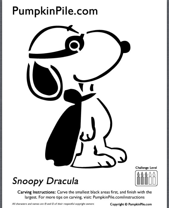 Printable snoopy pumpkin carving template