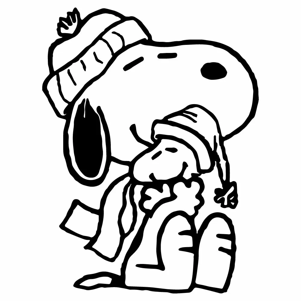 Snoopy woodstock winter hug vinyl del sticker r window laptop peanuts