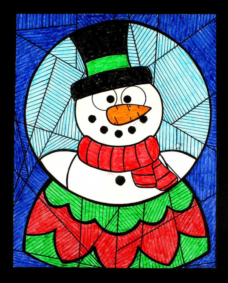 Free printable snowman snow globe coloring page