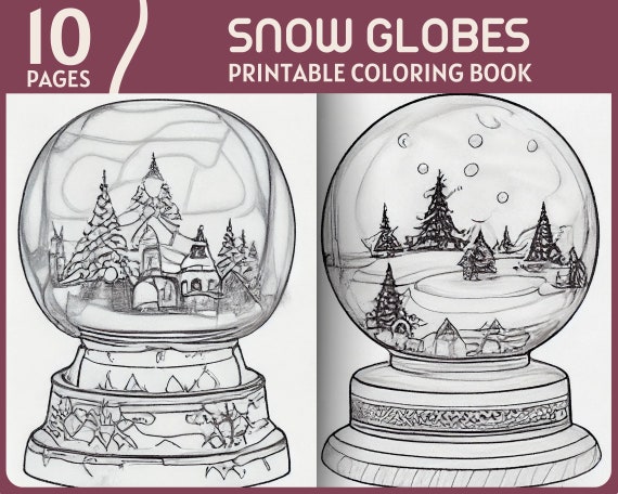 Snow globes coloring pages snow globe illustrations printable coloring book snow globe coloring page download now