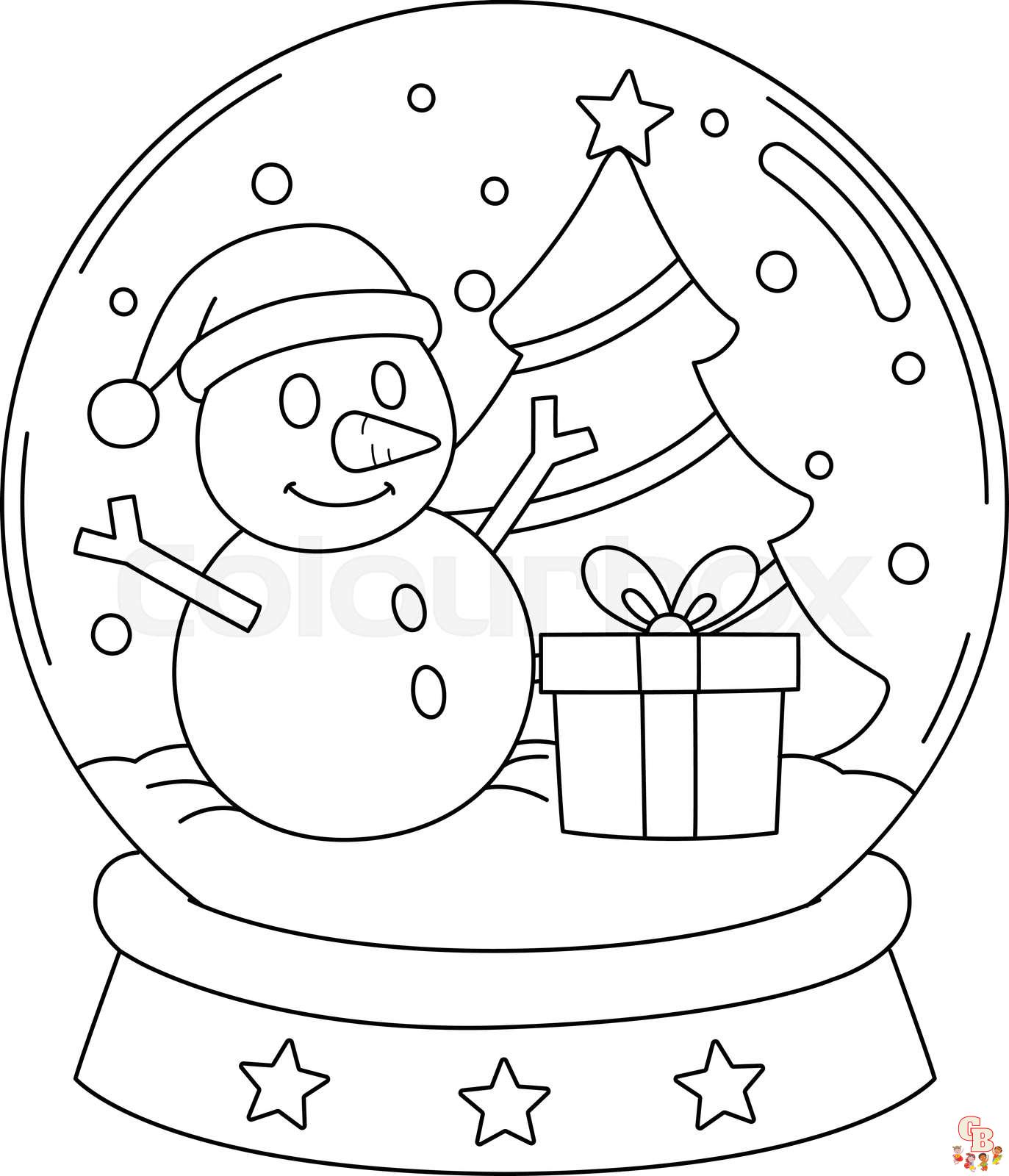 Fun and easy snowglobe coloring pages for kids free printable