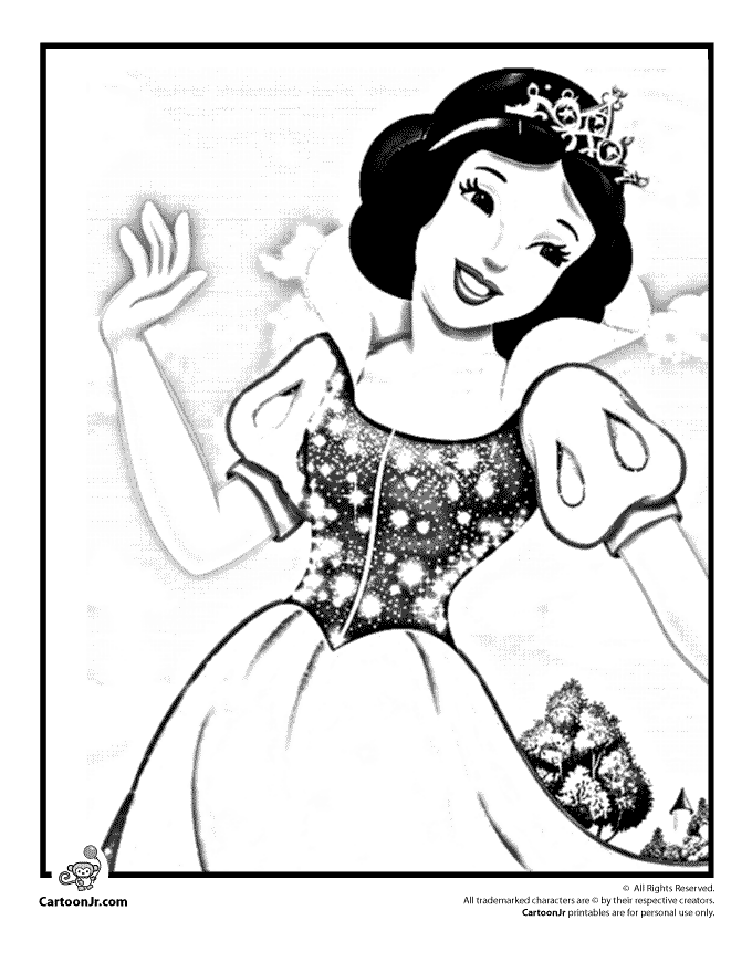 Disney princess snow white coloring pages from disney princess cartoon