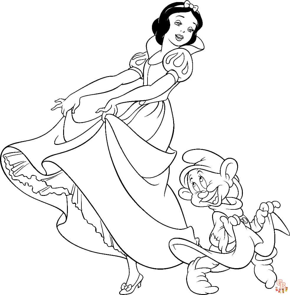 Dancing snow white coloring pages