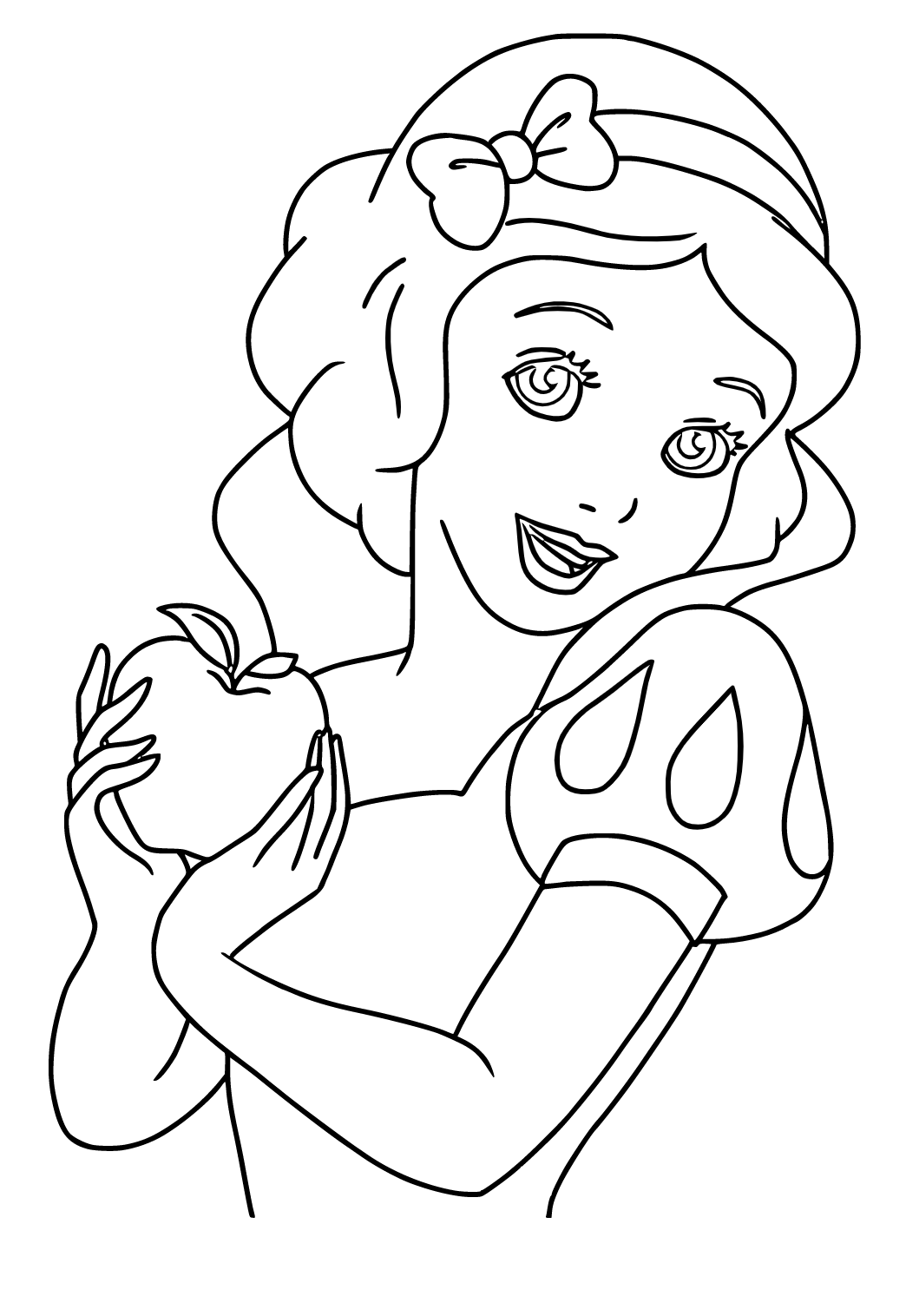 Free printable snow white apple coloring page for adults and kids