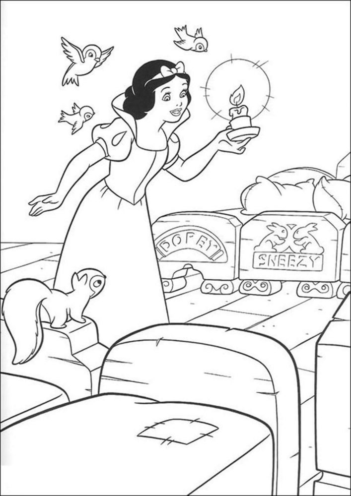 Free easy to print snow white coloring pages