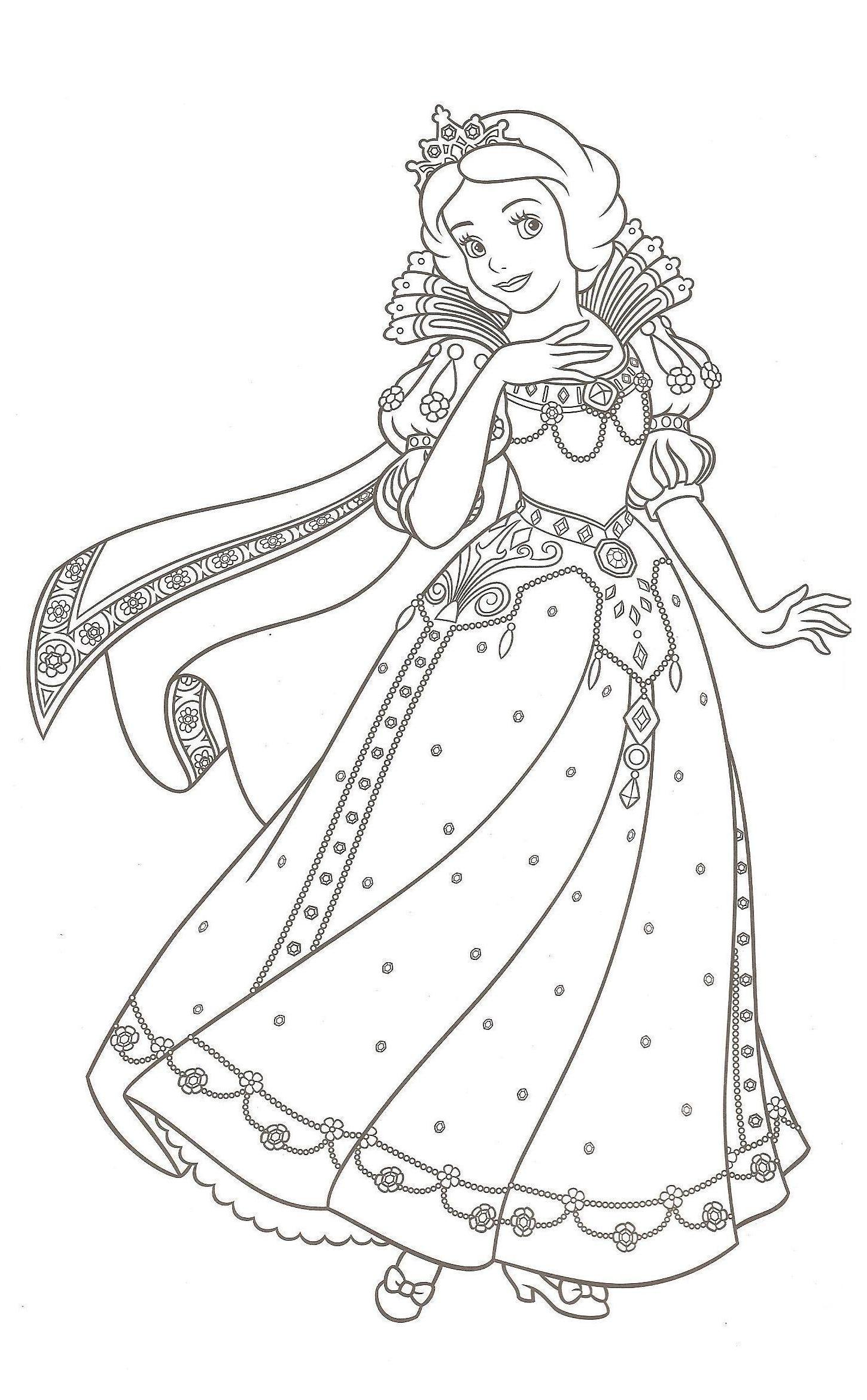 Snow white free to color for children