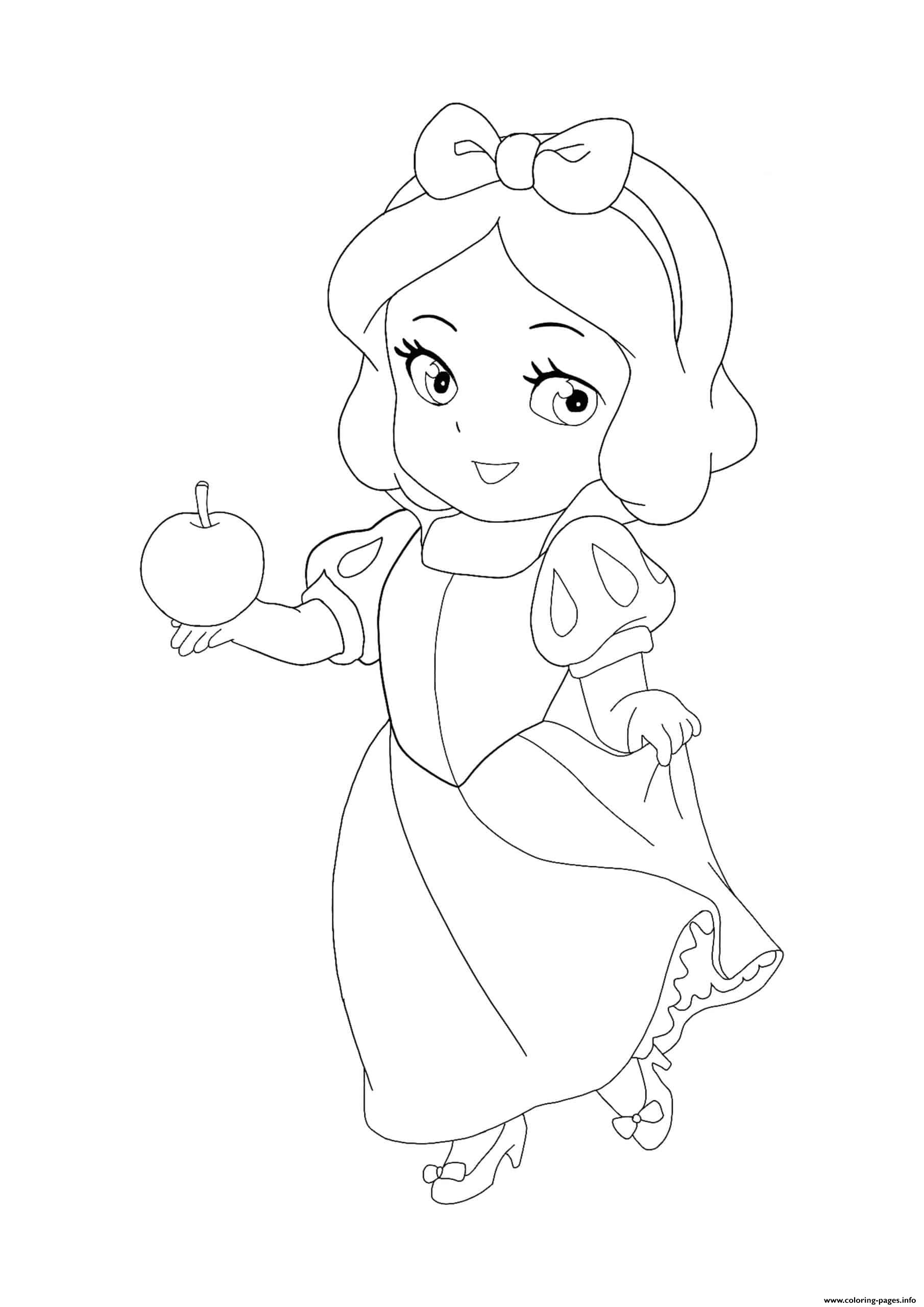 Kawaii disney princess snow white coloring page printable