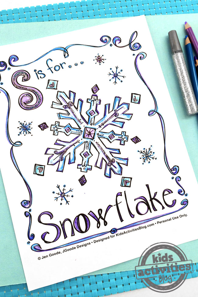 Free printable s is for snowflake snowflake coloring page kids activities blog