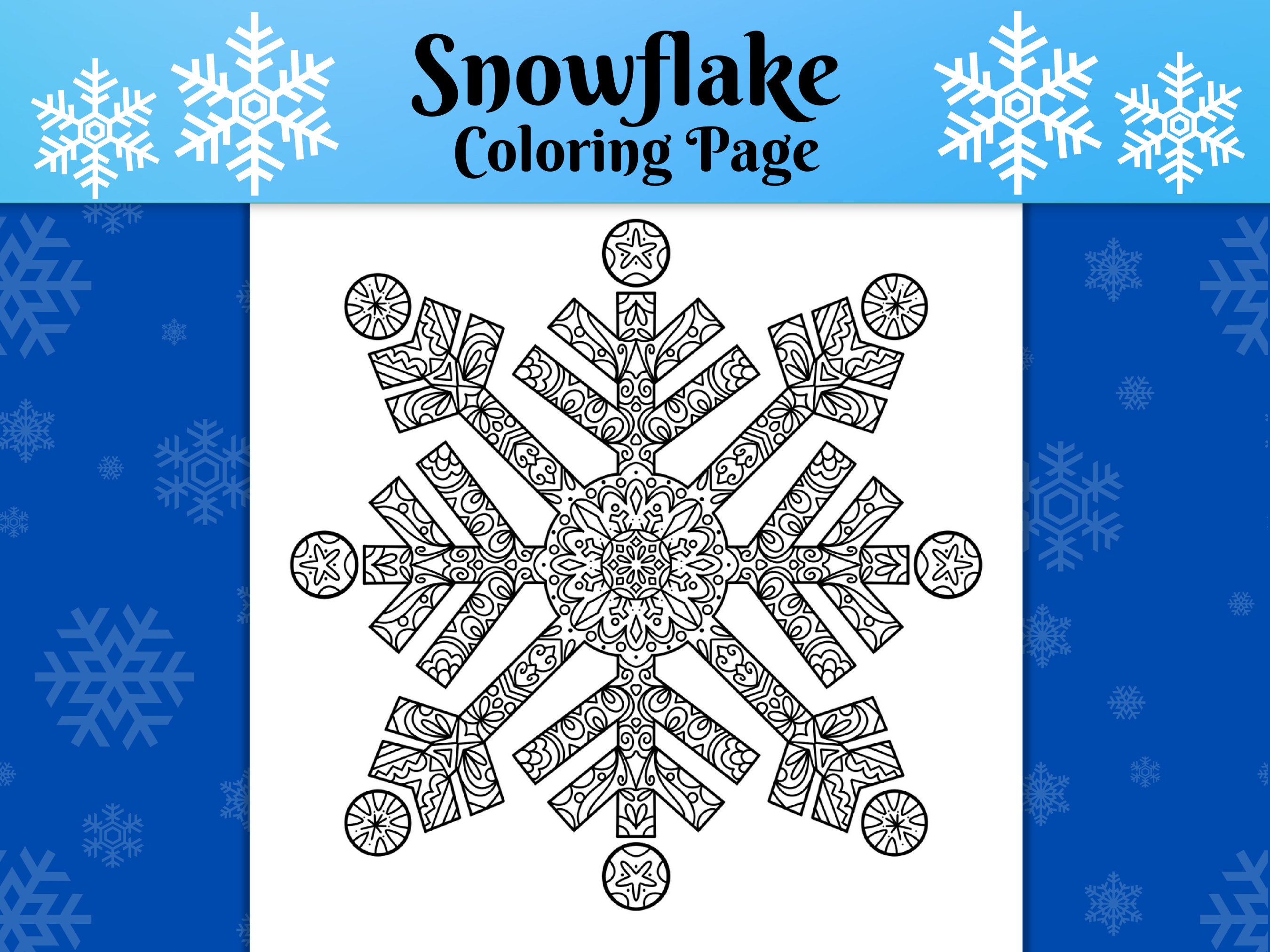 Christmas coloring page snowflake coloring page winter coloring page snowflake printable adult coloring page