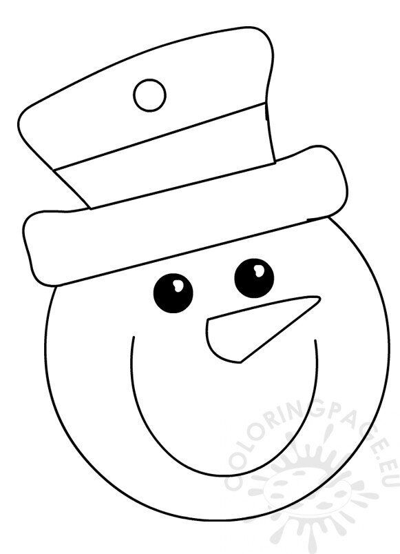 Snowman head with top hat coloring coloring page