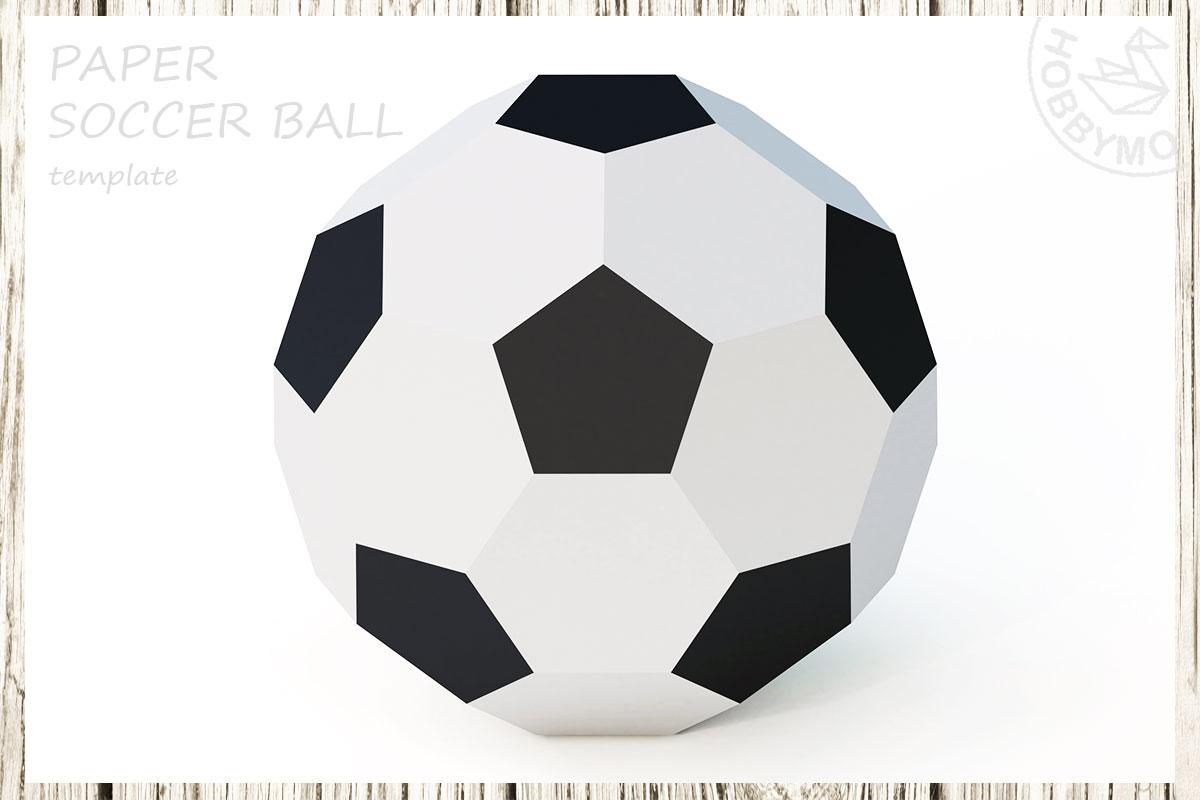 Soccer ball d papercraft template for color print
