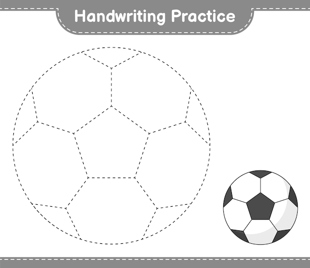Premium vector handwriting practice tracing lines of soccer ball educational children game printable worksheet vector illustration