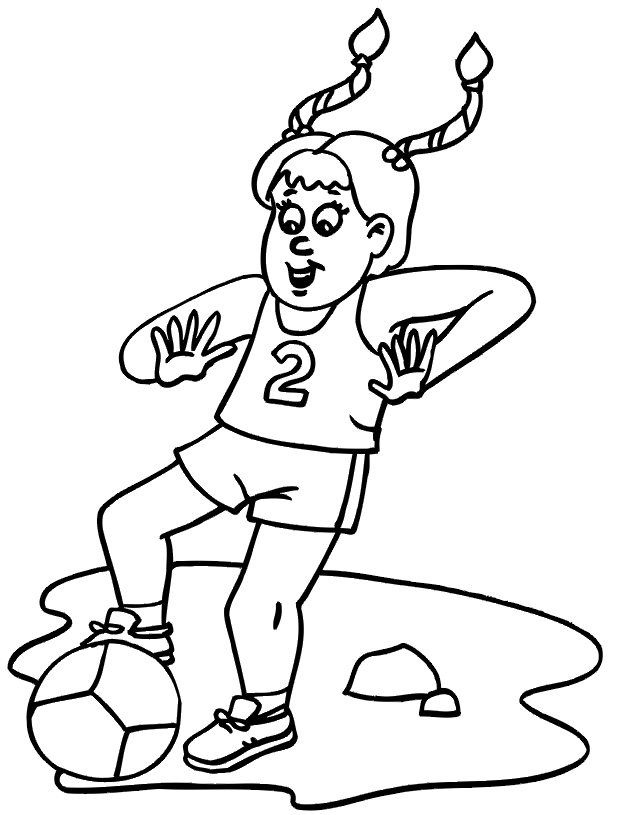 Soccer coloring page young girl playing soccer