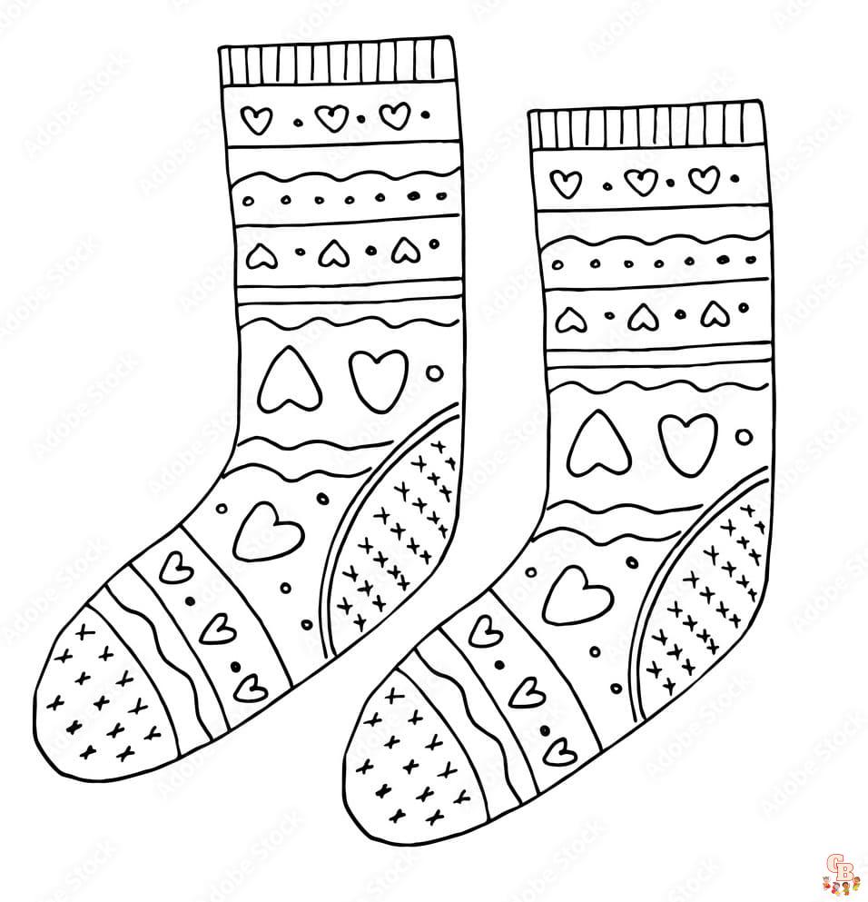Printable socks coloring pages free for kids and adults