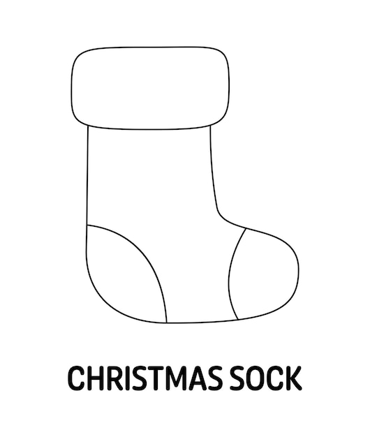 Premium vector coloring page with christmas sock for kids