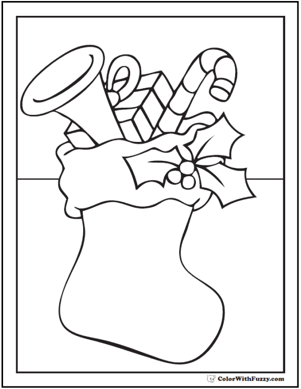 Printable christmas stocking coloring page