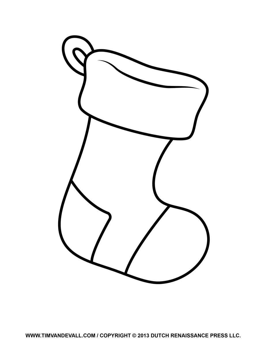 Christmas stocking template coloring page clipart decorations â tims printables