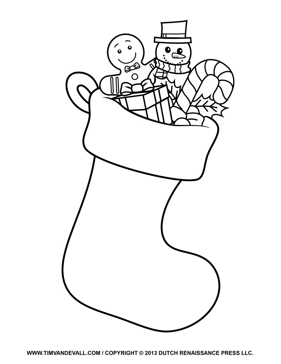 Christmas stocking template coloring page clipart decorations â tims printables