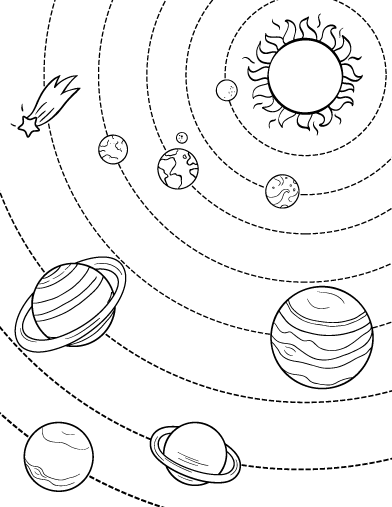 Free solar system coloring page