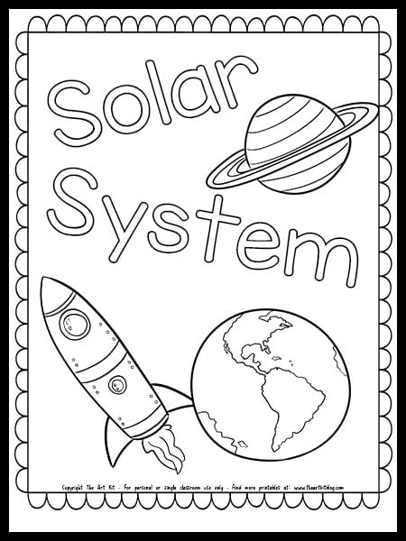 Solar system space coloring page free printable â the art kit