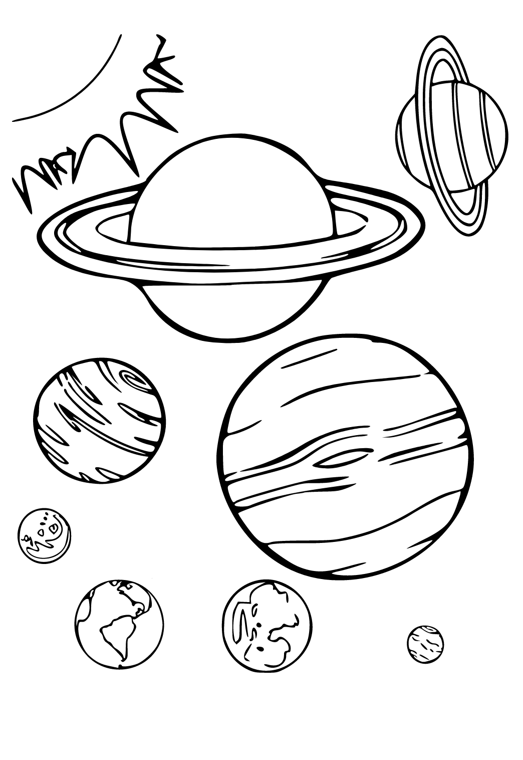 Free printable solar system saturn coloring page for adults and kids