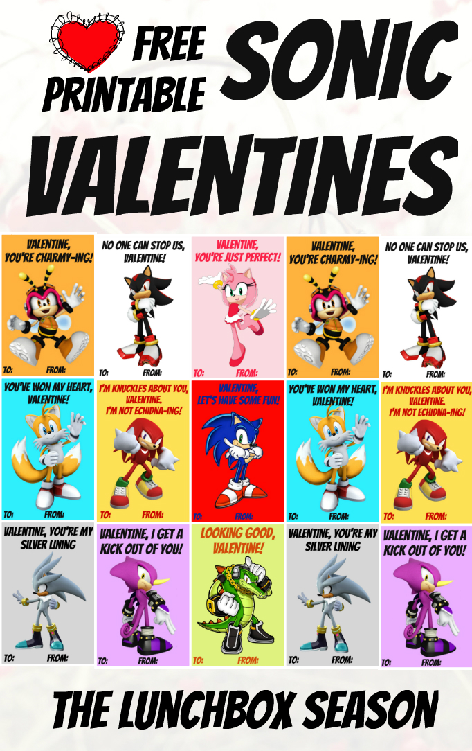 Free printable sonic valentines the lunchbox season