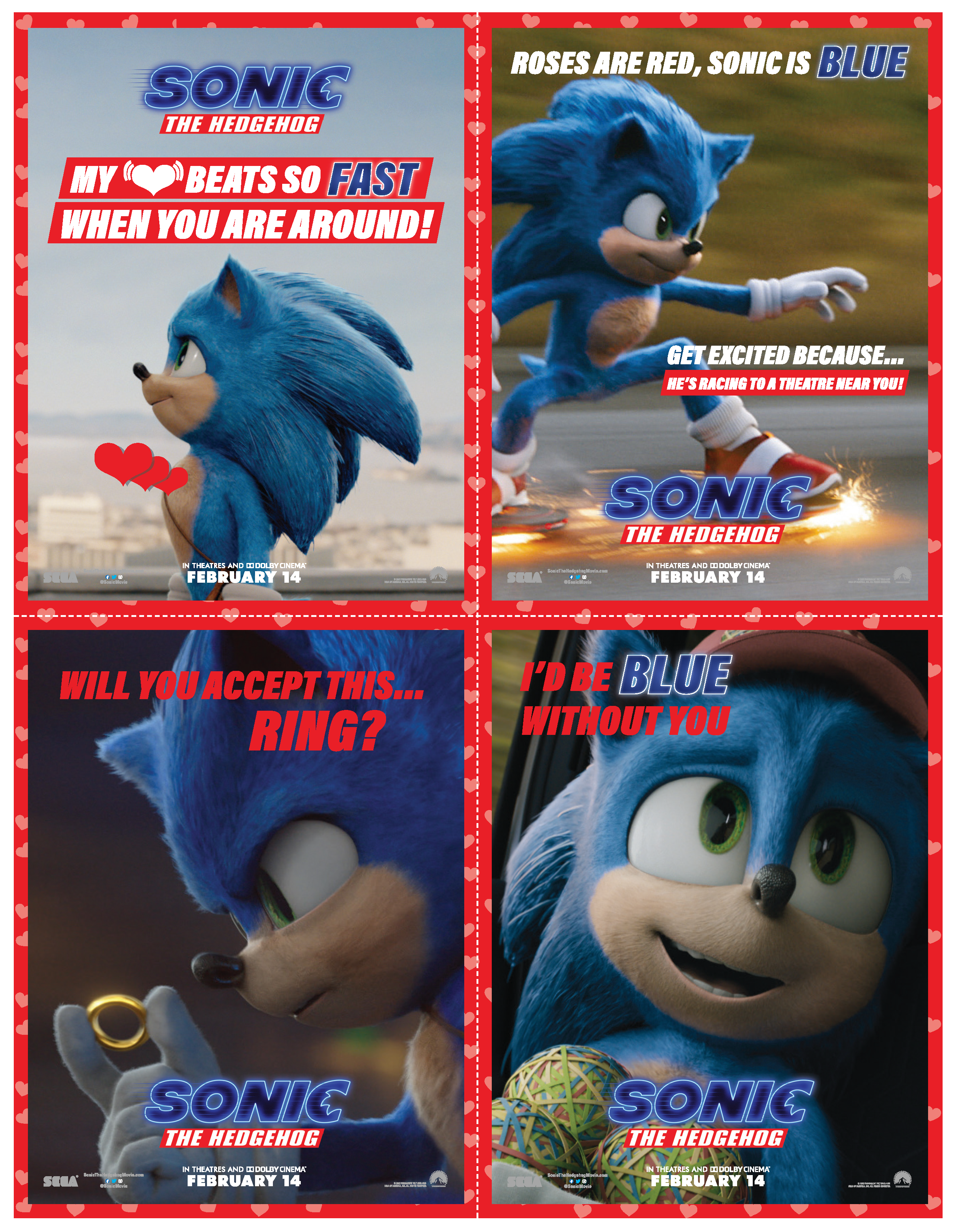 Sonic the hedgehog valentines day cards