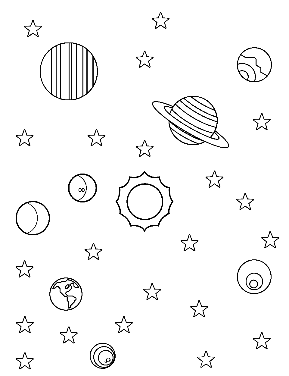 Outer space coloring pages free printable sheets