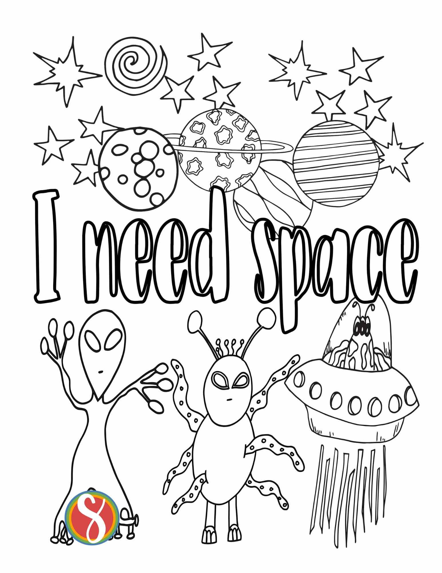 Space â free coloring pages â stevie doodles