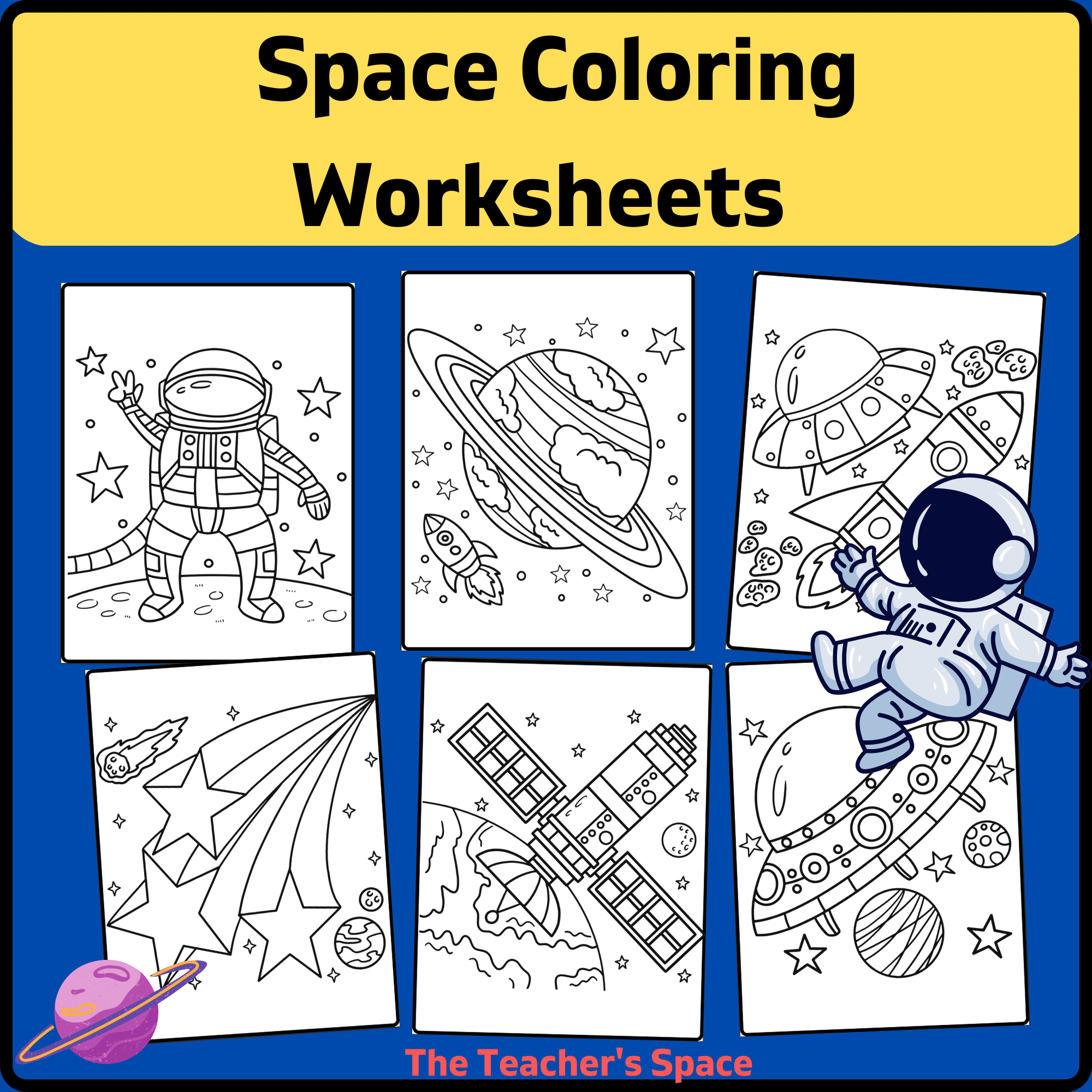 Space coloring pages worksheets made by teachers