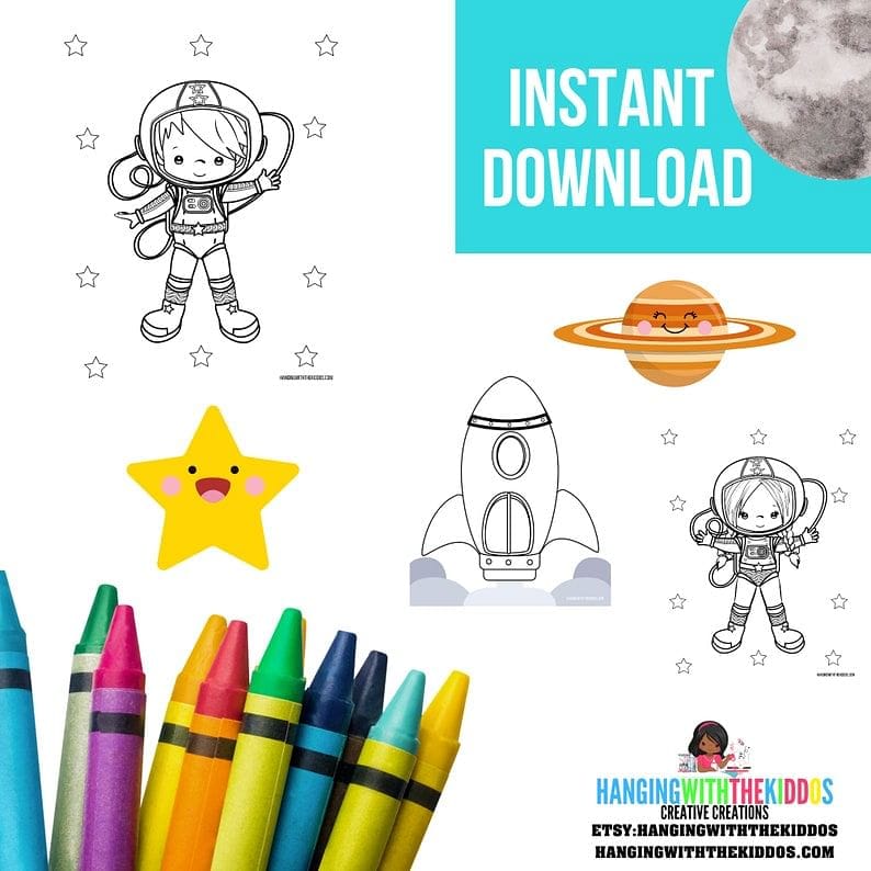 Outer space fun activity coloring book space coloring sheets printable for kids instant download space activity coloring pages â hanging with the kiddos