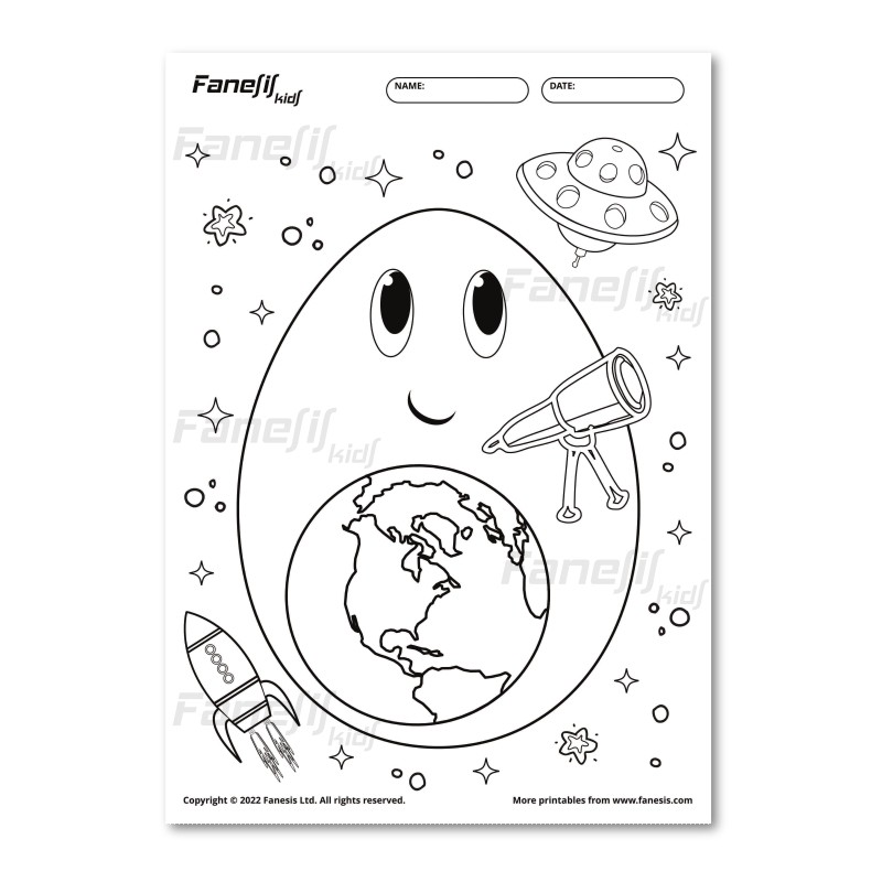 Free printable easter egg coloring page space