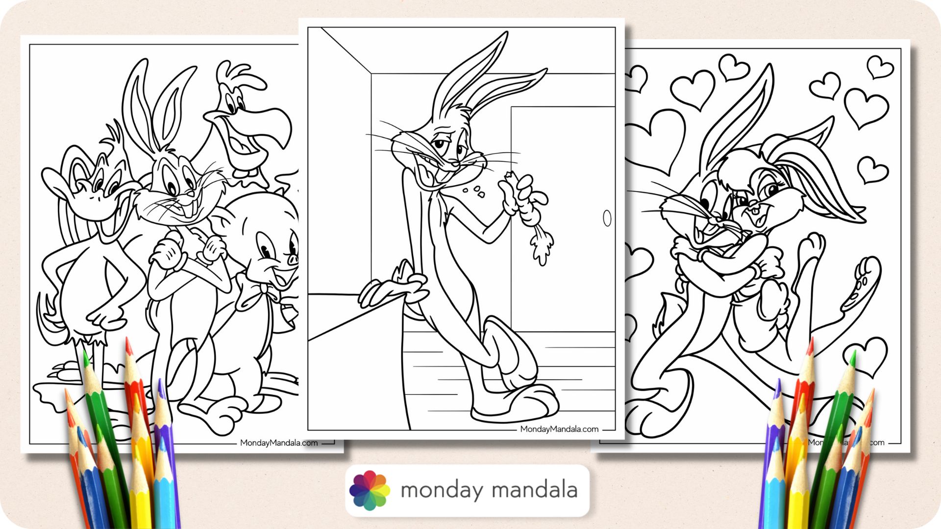 Bugs bunny coloring pages free pdf printables